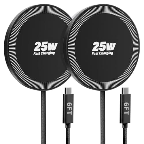 25W Wireless Charger for MagSafe, Qi2.2 Magnetic Fast Charging Pad for iPhone 17/16/15/14/13/12 Series&AirPods,Strong Magnet,Portable Wireless Charger for Travel Home Office,Elegant Black, 2Pack(6FT) - Image 1