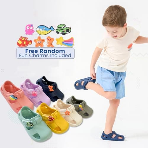 SC TBYF Splash Sandals for Toddlers Water Shoes For Baby Girls Boys Children Closed Toe Quick Drying Soft Lightweight EVA Anti-Slip Waterproof Unisex Beach Toddler Sandal for Little Kids - Thumbnail 3