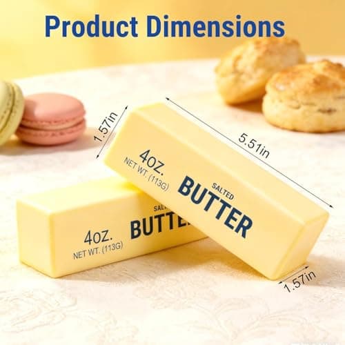 2pcs Butter Squishy, Soft Slow Rising Squeeze Toys, Butter Stick Squishy Fidget Toys and Stress Balls Squishies for Office Desk Toys, Party Favors & Birthday Gifts(Light Yellow) - Thumbnail 3