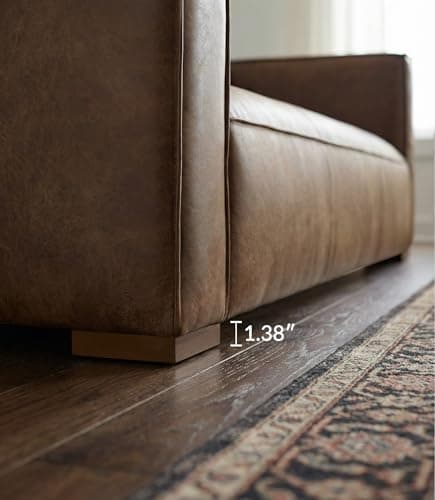 CHERS 83" Faux Leather Sofa, No Assembly Required One-Piece Couch, Mid Century Modern 3-Seater with Solid Wood Frame, Distressed Brown Vintage Patina Aesthetic for Living Room, Office, Reception - Thumbnail 6