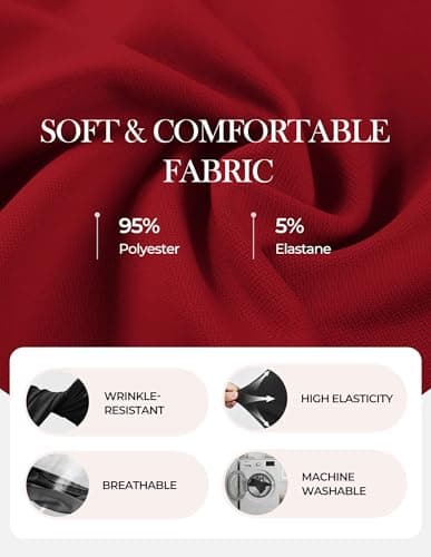 Red Dress for Women V Neck Dress Business Work Dress Sleeveless A Line Midi Dress L - Thumbnail 5