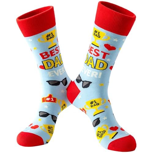 Funny Dad Socks Gift for Father’s Day, Best Dad Ever Novelty Mens Dress Socks, Seamless Cotton Crazy Socks for Dad - Image 1