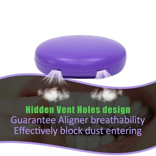 Maoerdental 2PCS Retainer Case Compatible with Invisalign,Cute Slim Aligner Case,Customized Magnetic Closure Orthodontic Retainer Cases (2 Pack Purple + Green Silicone) - Thumbnail 6