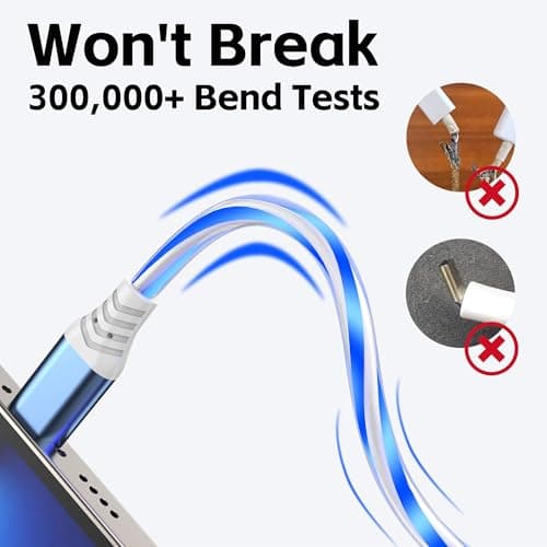 3-Pack 3.3FT USB C Charging Cables, Flowing Light Up Charger Cord, Compatible with Samsung Galaxy, iPhone 16/15, iPad, and More (Blue, Green, Pink with Red Light) - Thumbnail 3