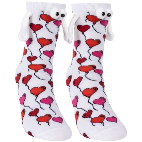 COZYMATE 2 Pairs Hand Holding Socks Magnetic Funny Novelty Socks that Hold Hands for Couples Christmas Valentine's Gag Gift - Image 1
