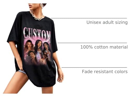 Custom T Shirts Bootleg Rap Tee Shirt Graphic Tees for Boyfriend/Girlfriend,Vintage Graphic Shirt Gift Idea Birthday (Black) - Thumbnail 4