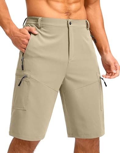 Pudolla Men's Hiking Shorts 11" Lightweight Cargo Work Shorts for Men Summer Travel Golf Casual Outdoor with 5 Pockets(Khaki X-Large) - Image 1