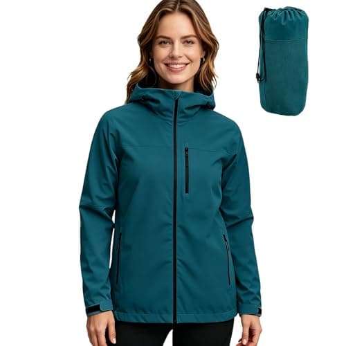 ACCNUO Women's Rain Jacket Waterproof Lightweight Rain Coat with Hood, Breathable Windbreaker for Outdoor Hiking Travel - Image 1