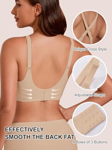 COCOMARTS Jelly Bras for Women No Underwire Seamless Push Up Bra Full Support Comfort Bralettes Wireless Plunge Everyday Bra Nude Medium - Thumbnail 4