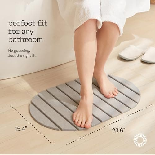 Deepstone Foldable Stone Bath Mat – Large Diatomaceous Earth Mat, Quick Dry with Non-Slip Base, Water Absorbing Bathroom and Shower Stone Mat, Easy to Clean (24” x 15”), Grey - Thumbnail 2