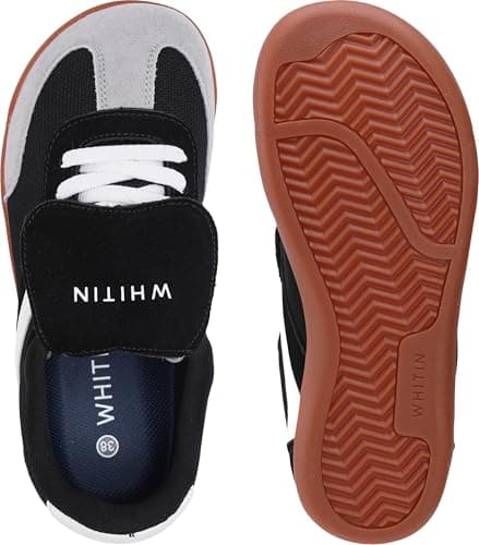 WHITIN Casual Barefoot Shoes for Women Wide Toe Box Zero Drop Sole Sneakers Walking Size 10.5 10.5W Gym Suede Fitness Black 42 - Thumbnail 6