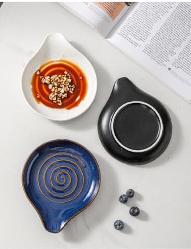 6-Inch Ceramic Spoon Rest - Heat Resistant, Non-Slip for Kitchen Utensils, Spoon Holder Stovetop, Dishwasher Safe - Elegant Spiral Design White, New Year Housewarming Gift - Thumbnail 6