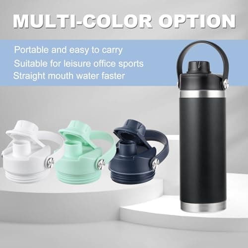 Lid for Yeti Rambler 26 36 64 oz, Cap with Flexible Handle, Replacement Chug Lids for Yeti Jr 12 18 Ounce Kids Sports Water Bottles, Water Bottle Accessories Top, White - Thumbnail 6