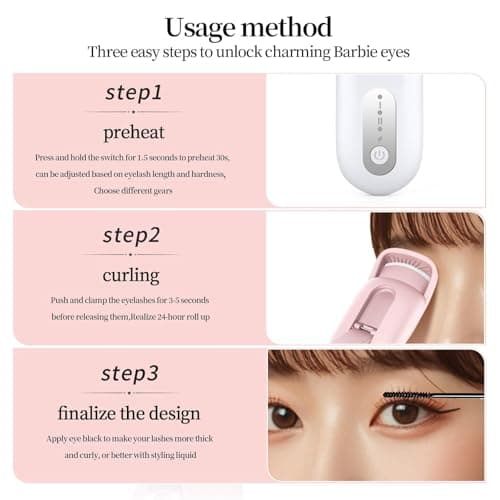 Hsenowi Heated Eyelash Curler for Natural Lashes 2-Level Adjustable Temperature Mini Electric Lash Curler Fast 3-Second Heat Up 24 Hours Long-Lasting Curl - Thumbnail 6