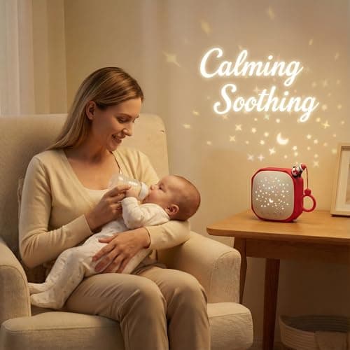 Portable Sound Machine for Baby Sleep Aid Relaxation | White Noise Machine with Star Projector | Calm Soother Music Sound with Hook for Nursery, Travel, Bedroom,Christmas Holidays Gifts (Penguin) - Thumbnail 3