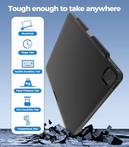 BABG Keyboard Case for iPad Air 13 inch(M3/M2)&iPad Pro 13(M5/M4),iPad Pro 12.9(6th/5th /4th/3rd Gen) Case with Keyboard,360° Rotatable,Toupad,Backlits,Pencil Charging-Black - Thumbnail 5