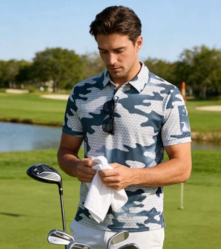 Cozople Mens Camo Tactical Golf Polo Shirt Short Sleeve Textured Camouflage Polo Moisture Wicking Performance Collared Shirt with Arm Pocket for Outdoor Golf Hiking Fishing, 2X-Large - Thumbnail 4