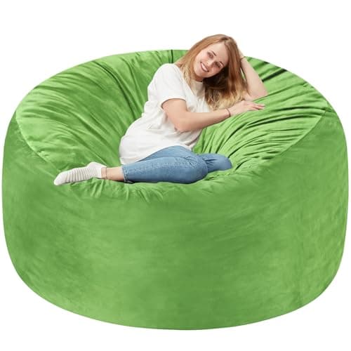 Homguava 6 FT Bean Bag Chair: 6' Bean Bags with Memory Foam Filled, Large Beanbag Chairs Soft Sofa with Dutch Velvet Cover-Lime - Image 1