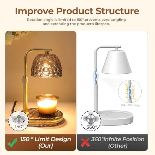 Lsctiff Candle Warmer Lamp Adjustable Height, Flameless 4-Level Dimmable Wax Melt Warmer for Jar Candles with 2 Bulbs, House Warming Gifts, Multiple Colors, Safe Home Use(Sky Gray) - Thumbnail 6
