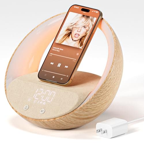 FUNFOR Bluetooth Alarm Clock, Sunrise Simulation Wake Up Night Light, 15W Fast Wireless Charging Alarm Clock for Bedroom, 10W Bluetooth Stereo Sound Speaker, USB Charger Port - Image 1