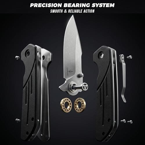 CIVIREVIC EDC Folding Pocket Knife, 3.15" Stonewashed Stainless Steel Blade, G10 Handle, Lightweight Everyday Carry Utility Knife for Work, Outdoor and Daily Use - Thumbnail 4