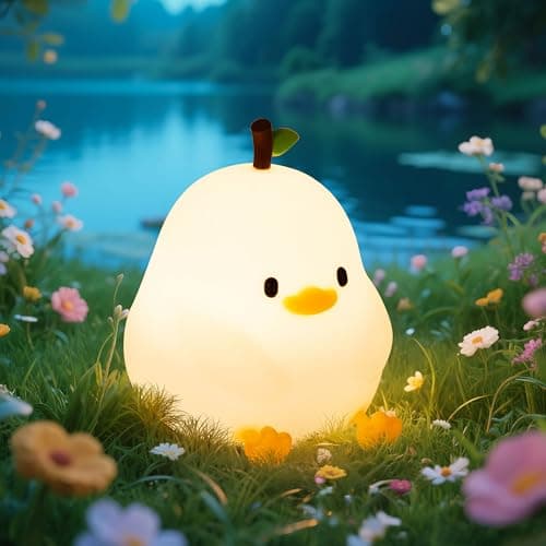 loatme Night Light for Kids, Rechargeable Dimmable Silicone LED Nightlight with 7 Colors, Baby Nursery Night Lamp, Touch Squishy Lamp, Cute Gifts for Girls, Boys, Toddler Room Decor, White Duck - Image 1