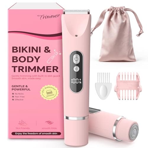 CoolHair Bikini Trimmer for Women, Smooth Electric Razor for Sensitive Skin, IPX7 Waterproof Wet & Dry Cordless Body Shaver for Bikini Area, Pubic Hair, Face, Underarms & Legs (Rose Pink) - Image 1