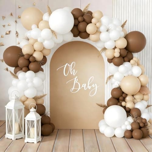 160Pcs Boho Brown White Nude Balloon Garland Arch Kit Dark Brown Nude Tan White Latex Balloons for Neutral Bear Baby Shower Birthday Party Decorations - Thumbnail 6