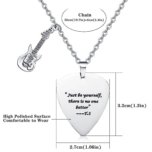 COTATI Quotes Guitar Pick Necklace Outfits Jewelry Accessories Inspired Fans Gift Merch (Just be yourself, there is no one better) - Thumbnail 4