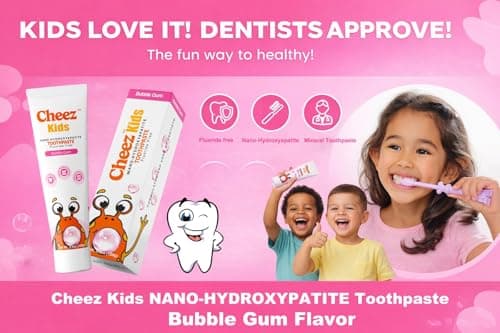 Cheez Oral Care Kids Nano Hydroxyapatite Toothpaste with Xylitol, Fluoride Free Safe to Swallow Mineral Toothpaste, Gentle Enamel Care, Bubble Gum Flavor - Thumbnail 6