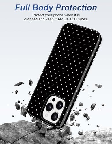 Aitipy Magnetic Polka Dot Phone Case for iPhone 15, Compatible with MagSafe, Cute Black Polka Dots Aesthetic Soft TPU and Hard PC Shockproof Protective Phone Cover for Women Girls-Shiny - Thumbnail 4