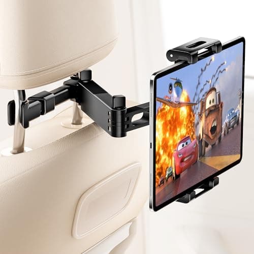 BKWITY Car Headrest Tablet Holder, Lockable 3-in-1 Extension Arm Tablet Mount for Car Backseat, 360° Rotation, Fits iPad Pro Air Mini, Fire HD, 4.7-13" Tablets, Road Trip Essentials for Kids - Image 1