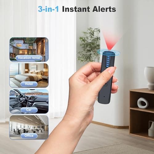 ZHENHAN Hidden Camera & Bug Detector – Portable Anti-Spy Device for GPS Trackers, Wireless Bugs | Travel, Home, Office Security (Black) - Thumbnail 4