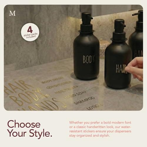 Black Soap Dispenser Set for Bathroom and Kitchen – 3-Packs Refillable Bottle Set, Soft Touch Pump Bottles Wall Mount Hooks Stickers Glue with Vanity Sink Placement Modern Design - Thumbnail 2