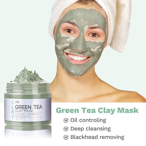 ANAI RUI 3 Pcs Face Mask Set - Turmeric Clay Mask - Green Tea Face Mask - Dead Sea Mud Mask for Oily Skin, Blackheads & Pores -Spa Gift Set Self Care for Women Teens 2.5 oz Each - Thumbnail 4