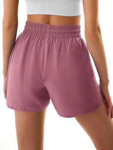3rd hill Women's 5" Athletic Running Shorts Quick Dry Lightweight Workout Gym Shorts with Zipper Pockets UPF 50+ Maroon M - Thumbnail 4