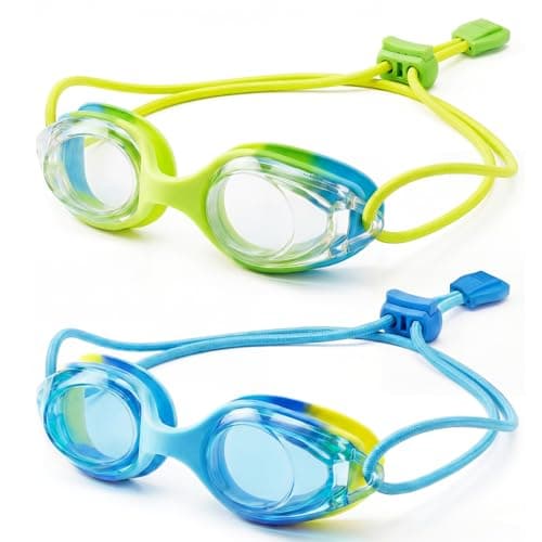 Aegend Swim Goggles for Kids Age 3-8 (Blue & Green) - Image 1
