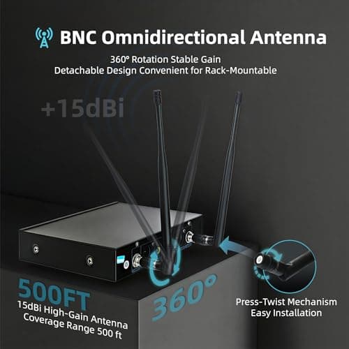 Professional Wireless Microphone System, 500ft Long Range 2.4G Cordless Mic Set with 40H Playtime, Rechargeable Dynamic Microphones Memory Function for Karaoke Singing, DJ, Church, Party, Wedding - Thumbnail 4