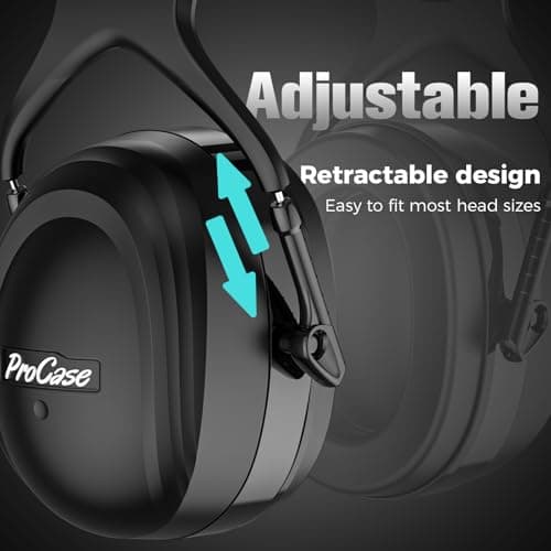 ProCase Extra Large SNR 37dB Noise Cancelling Headphones, NRR 30dB Hearing Protection Ear Muffs for Adults Noise Reduction, Wide Size Adjustment and Comfortable -Black - Thumbnail 4