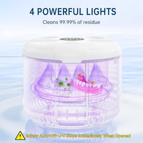Ultrasonic Retainer Cleaner Machine, 45kHz Dental Cleaning Pod with Digital Timer for Dentures, Mouth Guards, Night Guards, Aligners, Toothbrush, Jewelry, Dental Appliances, 200ML Capacity - Thumbnail 4