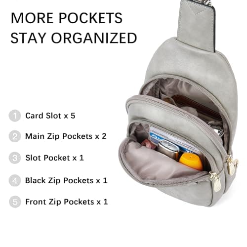 BOSTANTEN Small Sling Bag for Women - Leather Crossbody Fanny Pack Chest Bag for Travel - Thumbnail 4