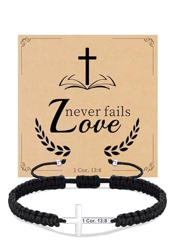 Sistble Cross Bracelet for Men Jesus Religious Christian Bible Verse Bracelets Catholic Baptism Communion Confirmation Gift for Teenage Easter Gifts Jewelry - Image 1
