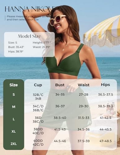 Hanna Nikole Women's High Waisted Bikini Sets Cheeky Mesh Sheer Swim Skirt with Bottom Wide Waistband Beachwear XL Army Green - Thumbnail 6
