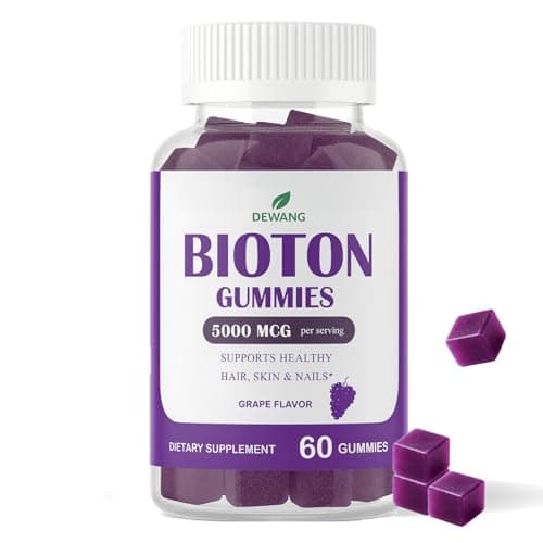DEWANG Biotin Gummies 5000mcg – Hair, Skin & Nails Support with Zinc & Vitamin C – Vegan Sugar-Free Non-GMO – 60 Count - Image 1