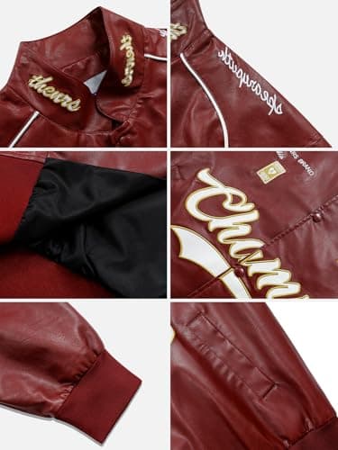 Aelfric Eden Faux Leather Jacket Oversized Racing Motorcycle Jackets Moto Coats Unisex Trendy Streetwear Jacket - Thumbnail 5