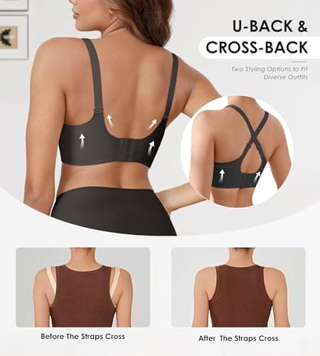 DEANGELMON Bras for Women No Underwire Seamless Bras - Wireless Push Up Full Coverage Bralettes Comfort Bra - Back Fat Smoothing No Wire Bralette for Womens - Padded Soft Lift Bralettes(2P8,L) - Thumbnail 5