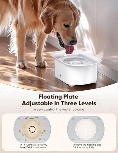 PETPATH Dog Water Bowl 2.2l/75oz - No Spill Splash-Proof Design, Anti-Slip Suction Base & Slow Flow Dripless Dispenser, Large Capacity Dog Bowl for Messy Drinkers (White- Gray) - Thumbnail 5