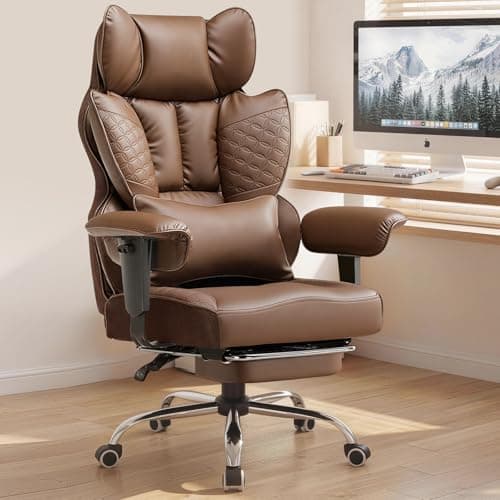 COMHOMA Big and Tall Office Chair Heavy Duty Gaming Chair with Deluxe Embossing Leather High Back Wider Ergonomic Computer Chair with Foot Rest 150°Reclining Pocket Spring Lumbar Support