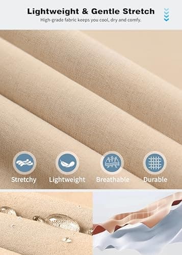 Nakvoc Golf Pants for Men Work Dress Pants Lightweight Quick Dry Casual Slack Trousers(Khaki L32.W34 - Thumbnail 5