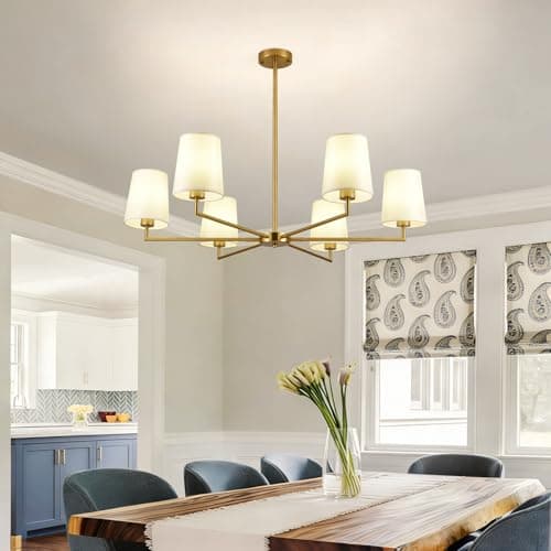 Omgomne 38" Brushed Gold Farmhouse Chandeliers for Dining Room - Thumbnail 5